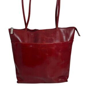 Vintage Hobo International Carlotta Red Leather Shoulder Bag Tote Y2K FLAWS